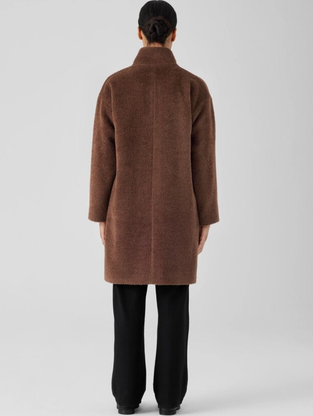 Eileen Fisher Sheared Alpaca Stand Collar Coat - Picture 3 of 16